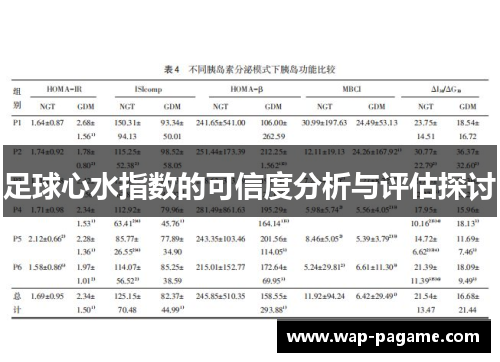足球心水指数的可信度分析与评估探讨
